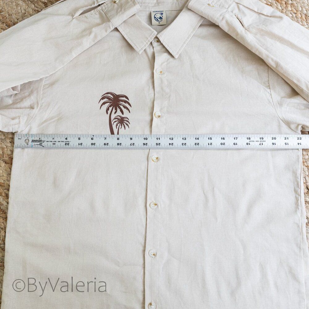 2 Hardaddy 100% Cotton Button Up M Long Sleeve Shirts Palm Tree Tropical Resort - Picture 13 of 16